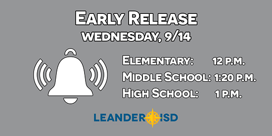 Early Dismissal Times For Wednesday, 9/14