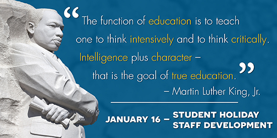 Staff Development/Student Holiday Jan. 16