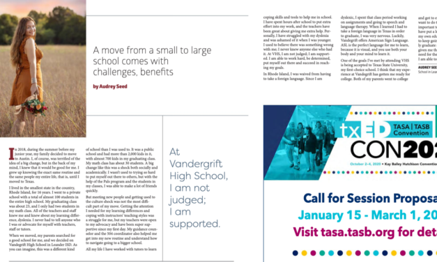Vandegrift student shares her story with Texas School Business Magazine