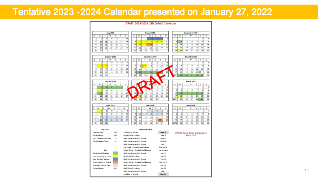 Academic Calendar draft