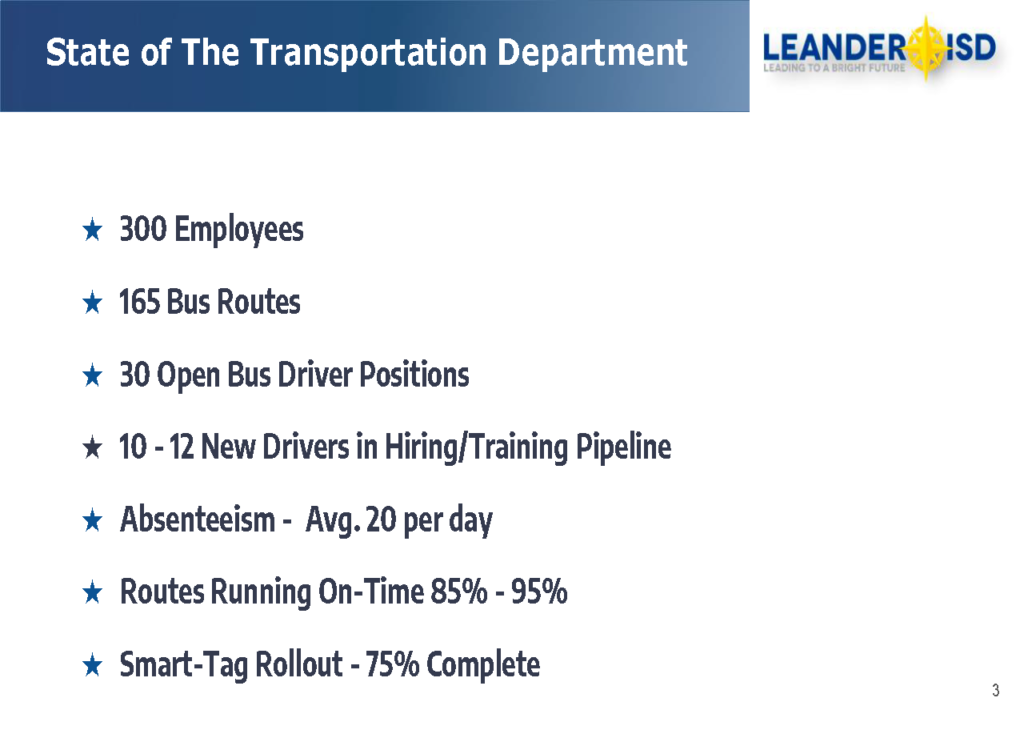 State of the Transportation Department slide