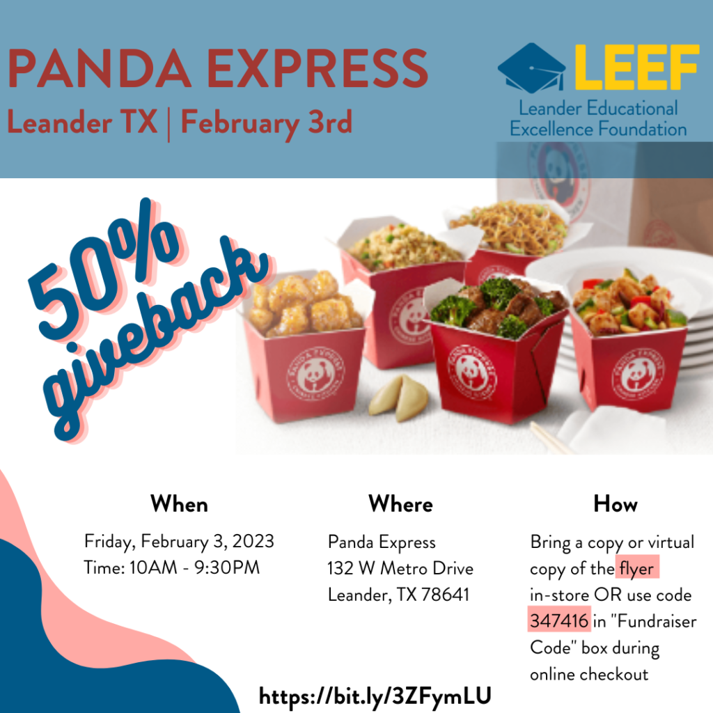 Panda Express, Leander, 50% Giveback