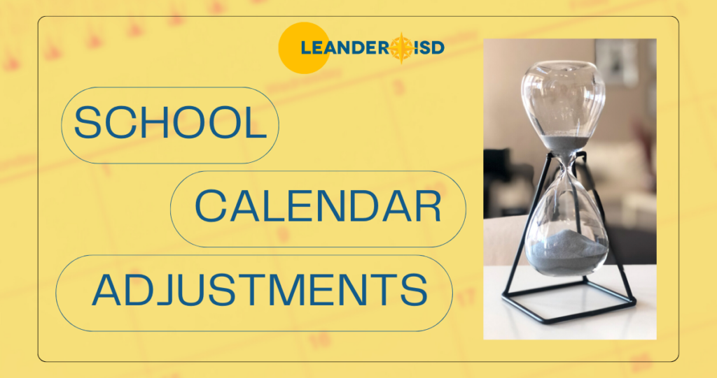 School Calendar Adjusments graphic with hourglass