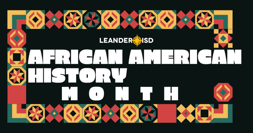 graphic text with pattern titled African American History Month