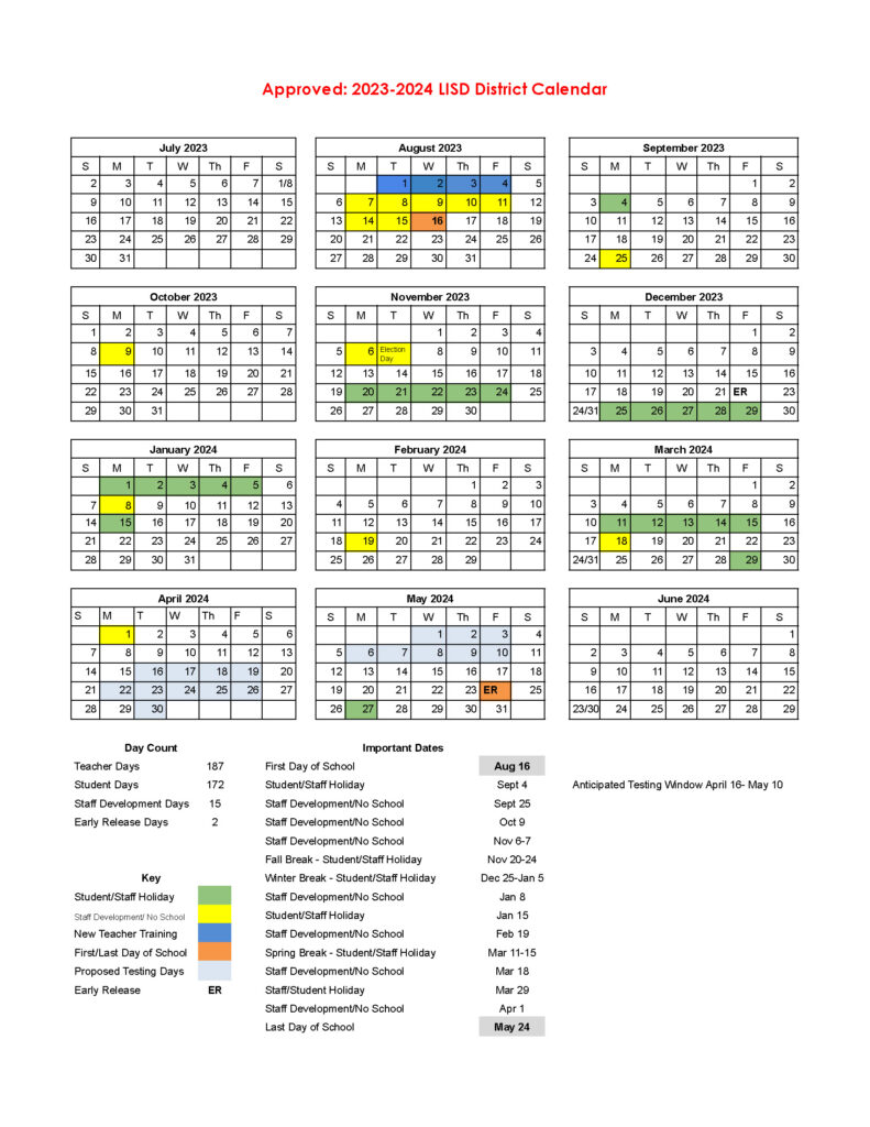 202324 Academic Calendar Approved; 202425 Drafted Leander ISD News