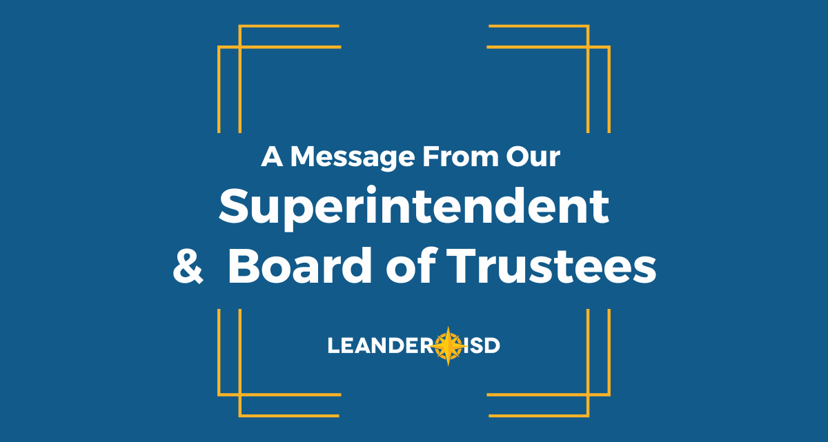 A Message from Superintendent Bruce Gearing & the Board of Trustees