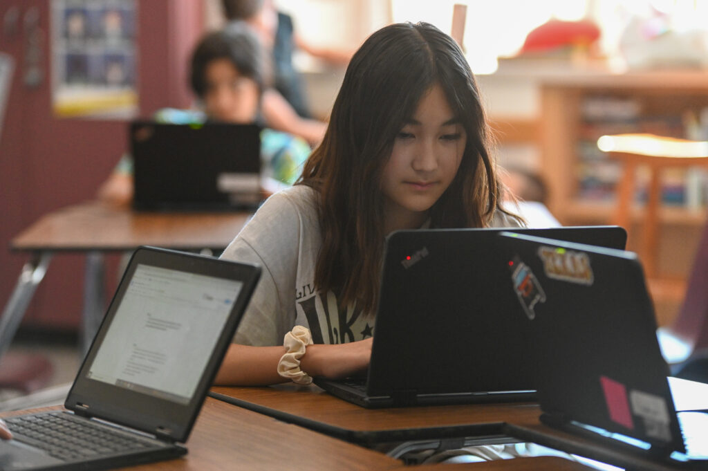 Girl working on computer
