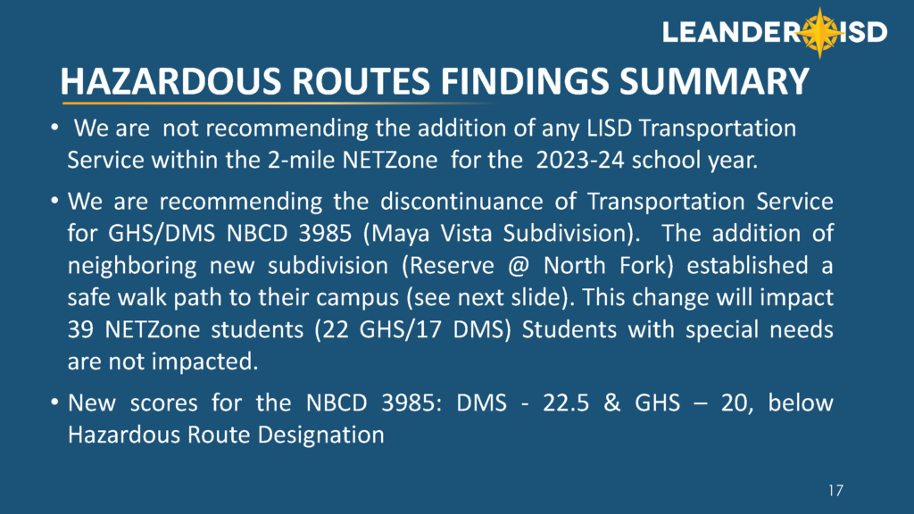 Hazardous Routes Findings Summary