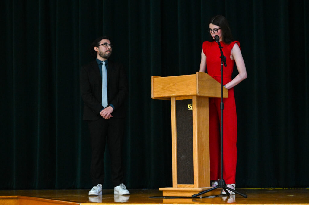 Student honoring a teacher at STAR Award Banquet