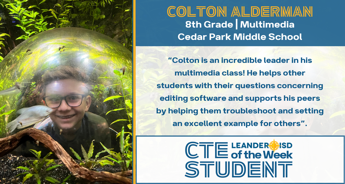 Middle School CTE Student of the Week: Sept. 19, 2023