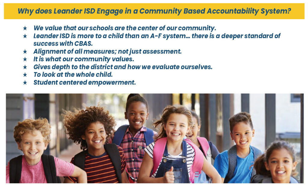Why does Leander ISD engage in a Community-Based Accountability System