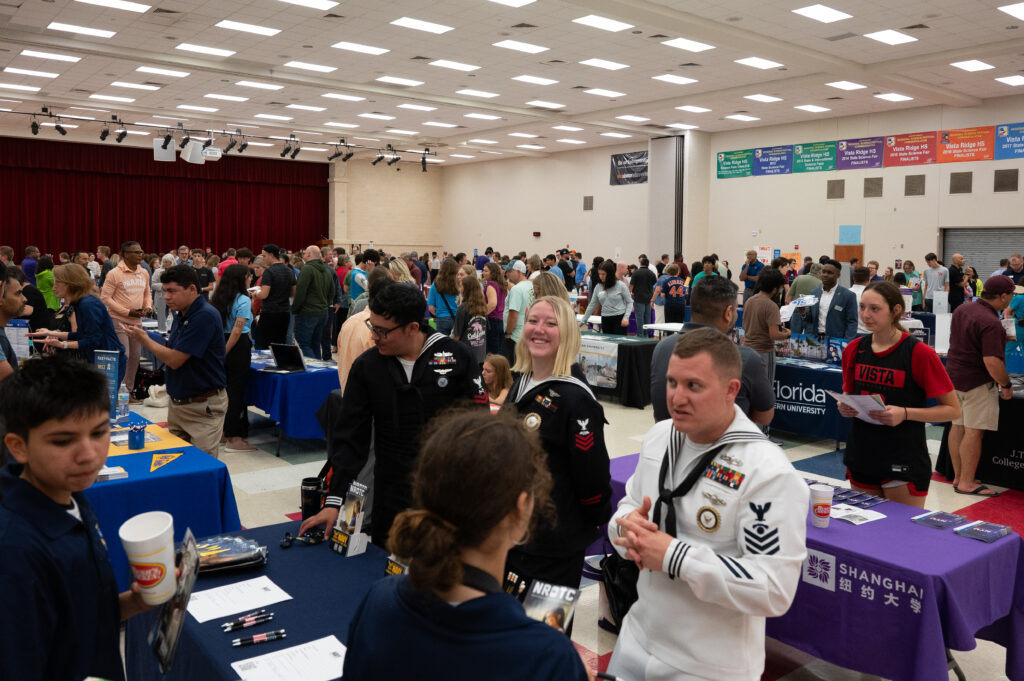 College fair crowd attending the event