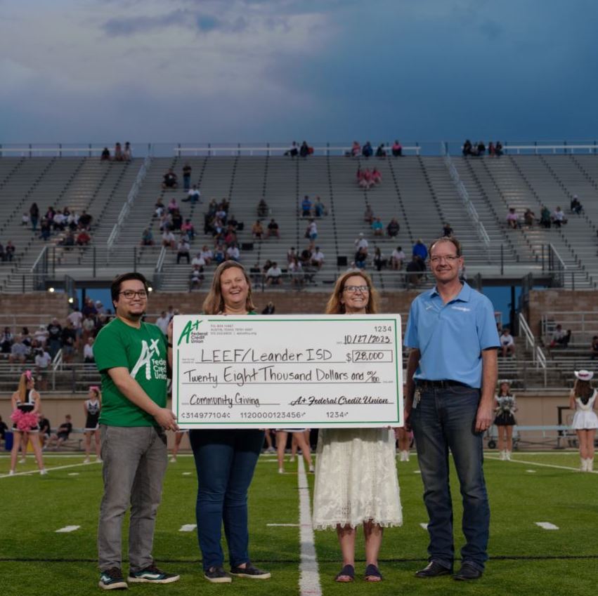 A+ FCU check presentation to LISD & LEEF