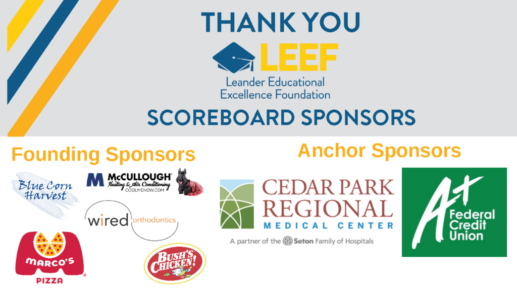 LEEF scoreboard sponsor thank you