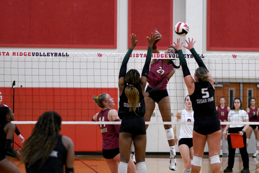 Volleyball teams playing in playoff game