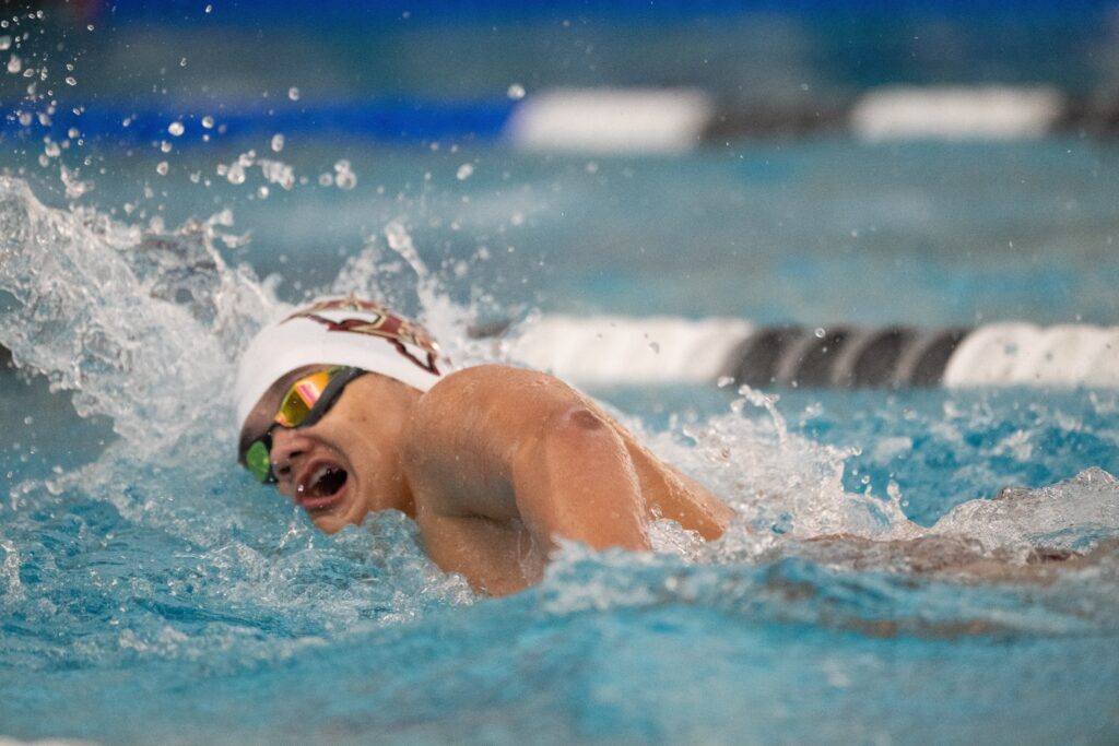 LISD swimmer in the pool during a race