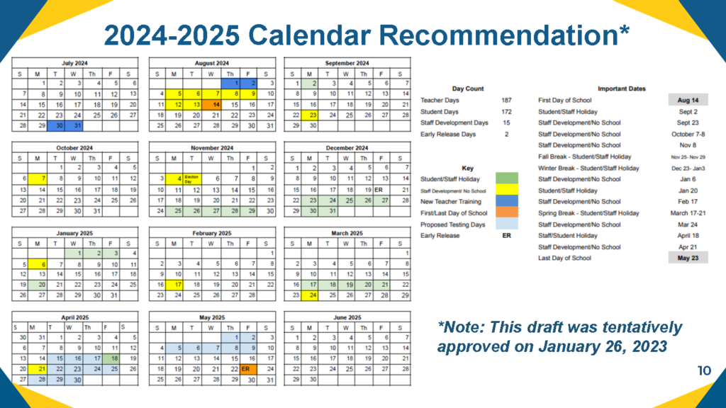 2024–25 Calendar Recommendation