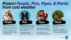 Protect People, Pets, Pipes and Plants from cold weather.