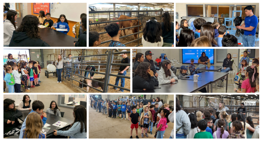 Photo collage of Whitestone ES second-grade dual language students' visit to Glenn HS