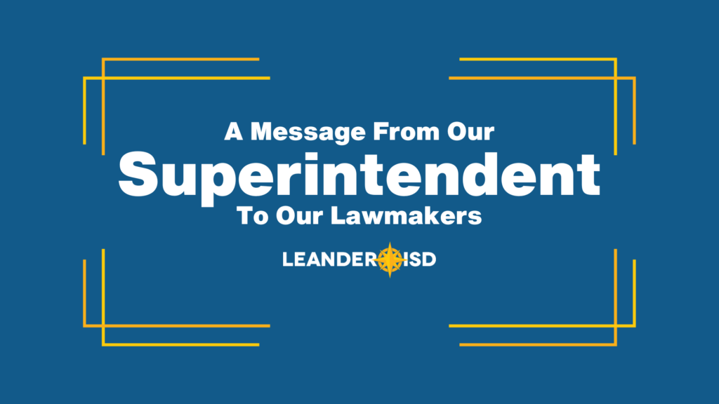 Message from Supt to lawmakers