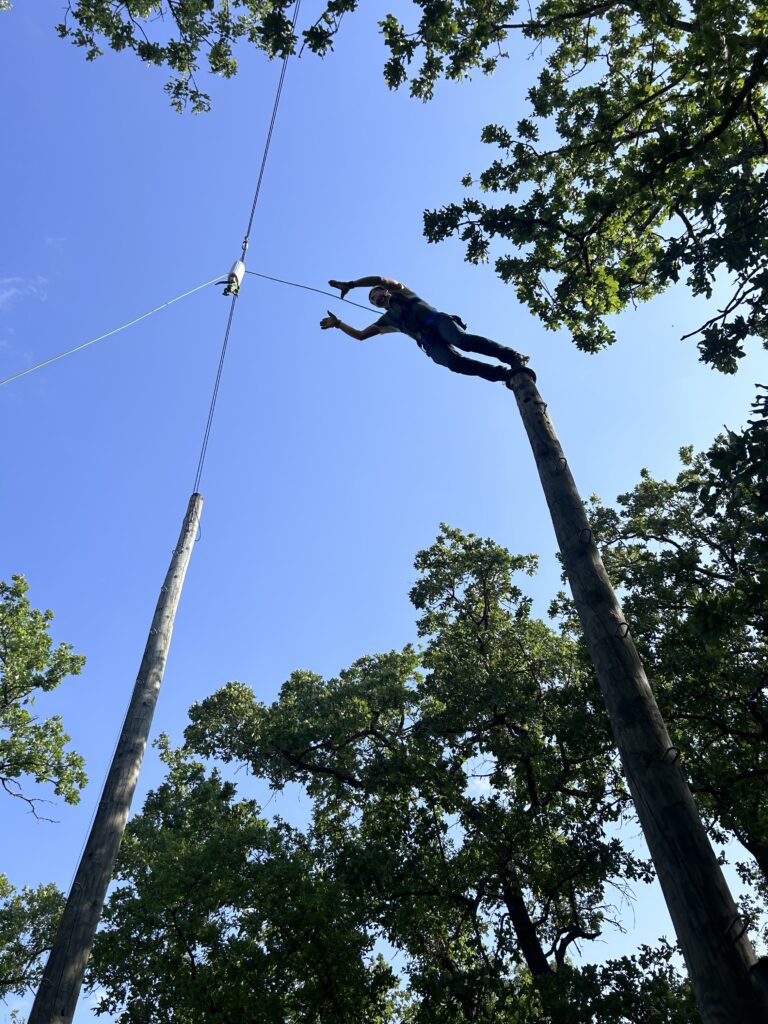Supt. Gearing on the ropes course at CPHS